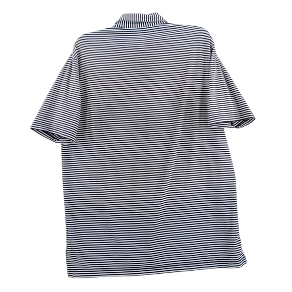 Peter Millar Summer Comfort Polo Golf Shirt B&W Striped Men L Stretch Logo - Picture 6 of 12